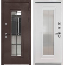 Дверь металлическая Бизнес-Класса Termo 7 Букле шоколад / Эмалит белый Стеклопакет
