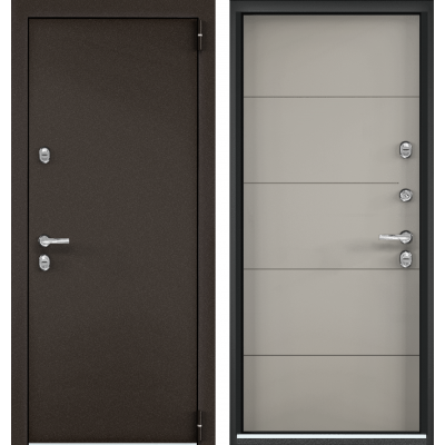 Дверь металлическая Снегирь Арктик MP, Букле коричневый / SA-L2 Крема с Терморазрывом