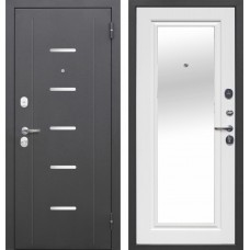 Дверь металлическая 7,5 см Гарда Антик серебро / Ясень белый Зеркало 