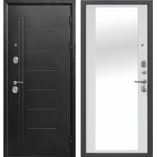 Дверь металлическая 9 см Троя Антик серебро / Эмалит белый Зеркало