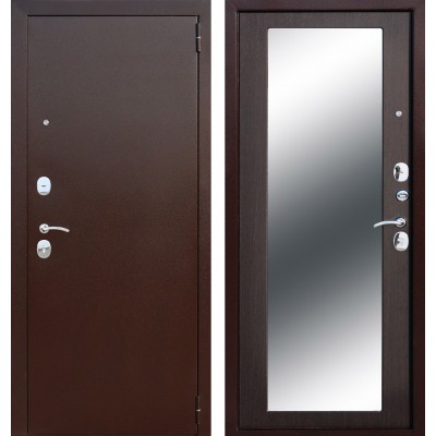 Дверь металлическая Царское MAXI Антик медь / Венге Зеркало
