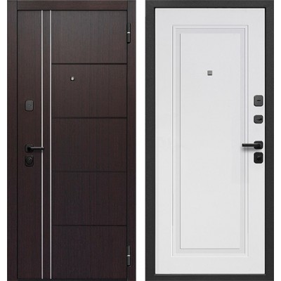 Дверь металлическая 7,5 см Вертикаль Венге классик / Эмалит белый