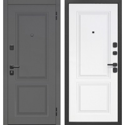 Дверь металлическая 7,5 см ПОРТУ Эмаль серая / Эмаль белая