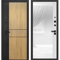 Дверь металлическая 9,0 см SMART-2 Сатин черный - Дуб мадейра янтарь / Лайт грей, Лакобель белое