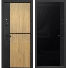 Дверь металлическая 9,0 см SMART-2 Сатин черный - Дуб мадейра янтарь / Сатин черный, Лакобель черное