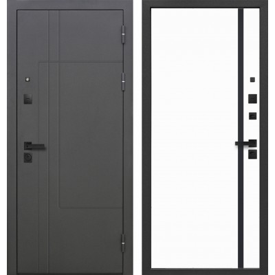 Дверь металлическая 9,0 см Умный ДОМ-4 Муар 7024 / Эмалит белый, Лакобель черное