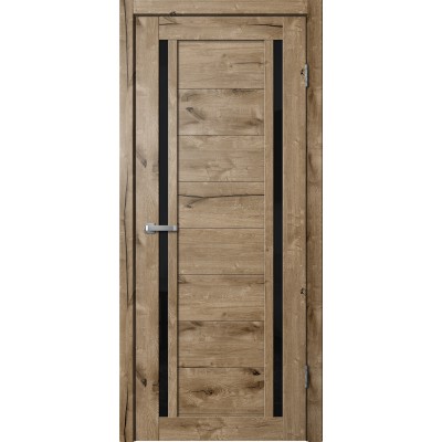 Дверное полотно La Stella 203 Дуб пацифик Lacobel чёрное
