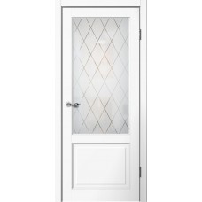 Дверное полотно Classic C02 Эмалит белый Английская решетка