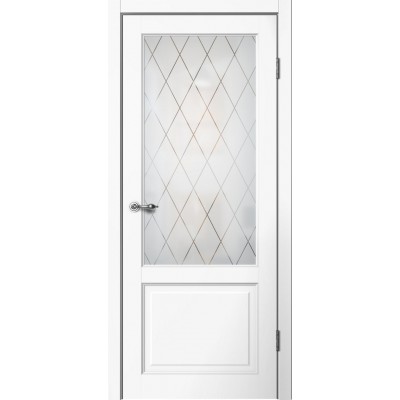 Дверное полотно Classic C02 Эмалит белый Английская решетка