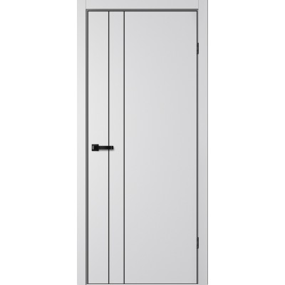 Дверное полотно Matrix 58 Эмалит серебристый Глухое Кромка AL черная
